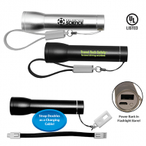 Flashlight Power Bank With Cable- Closeout