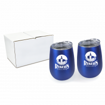 Halcyon® 12 oz. Stainless Steel Wine Glass with Acrylic Lid - Gift Set