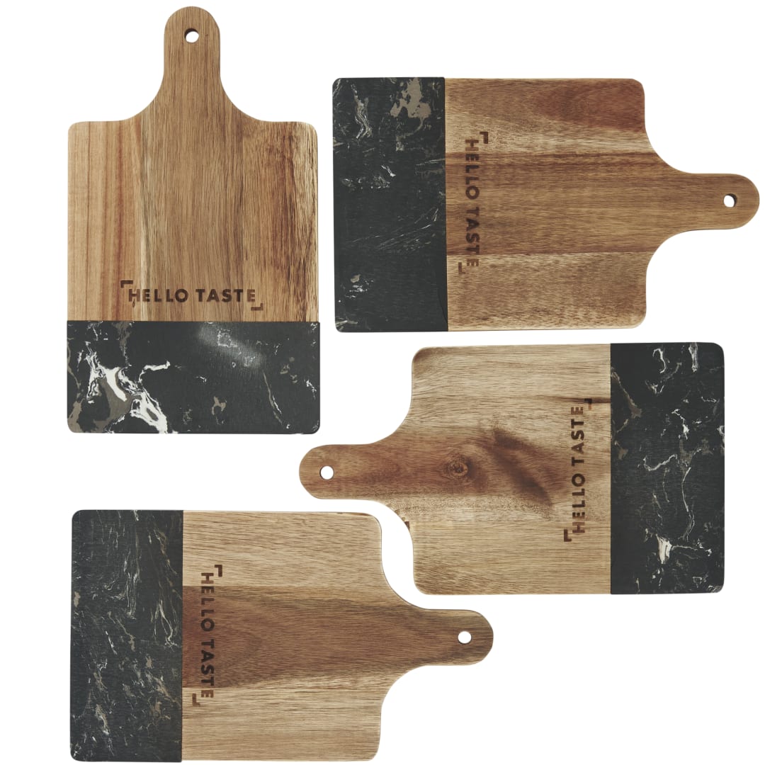 Black Marble and Wood Cutting Board