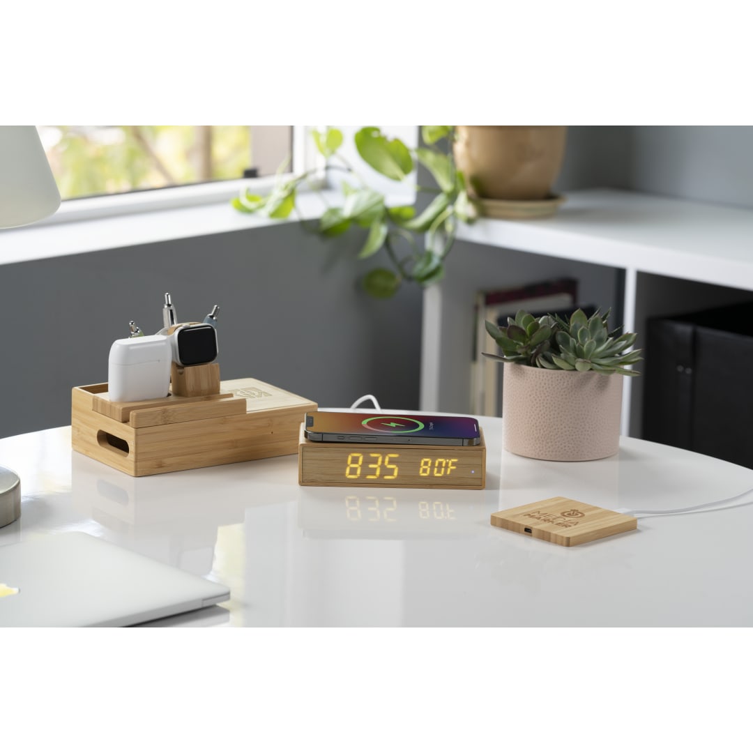 Bamboo Wireless Charging Pad with Dual Outputs