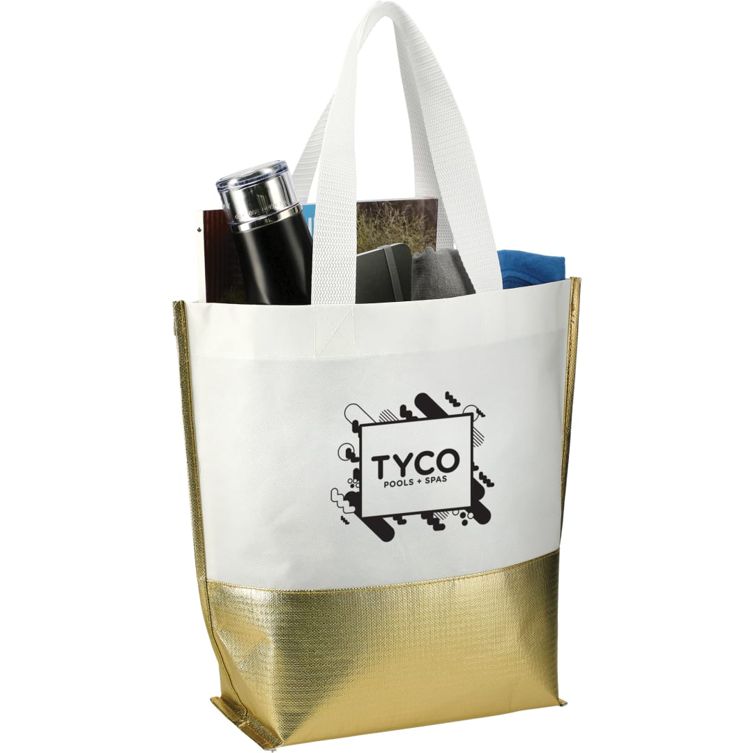 Large Laminated Metallic Bottom Tote