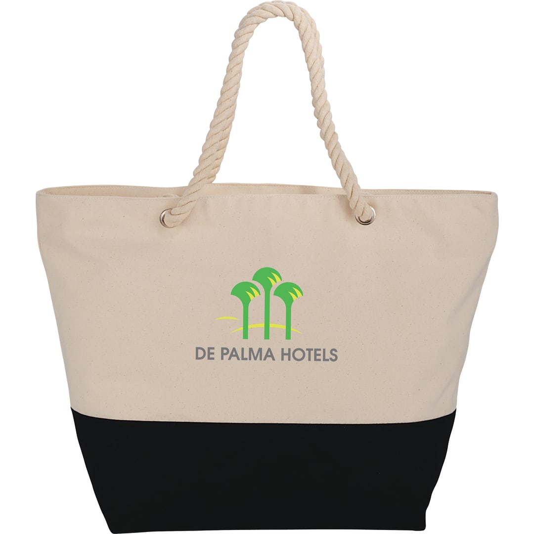 Zippered 12oz Cotton Canvas Rope Tote