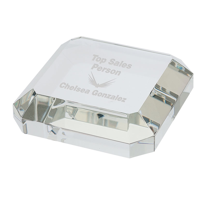 Taranto Square Crystal Paperweight