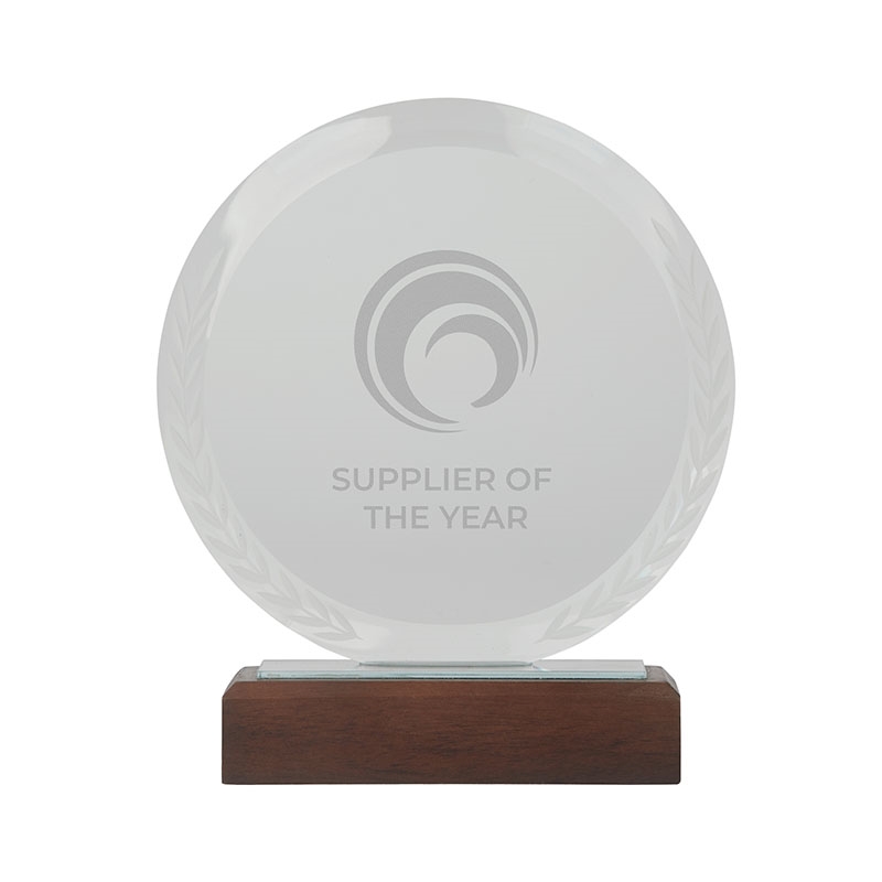 Redondo Crystal Award with Wood Base