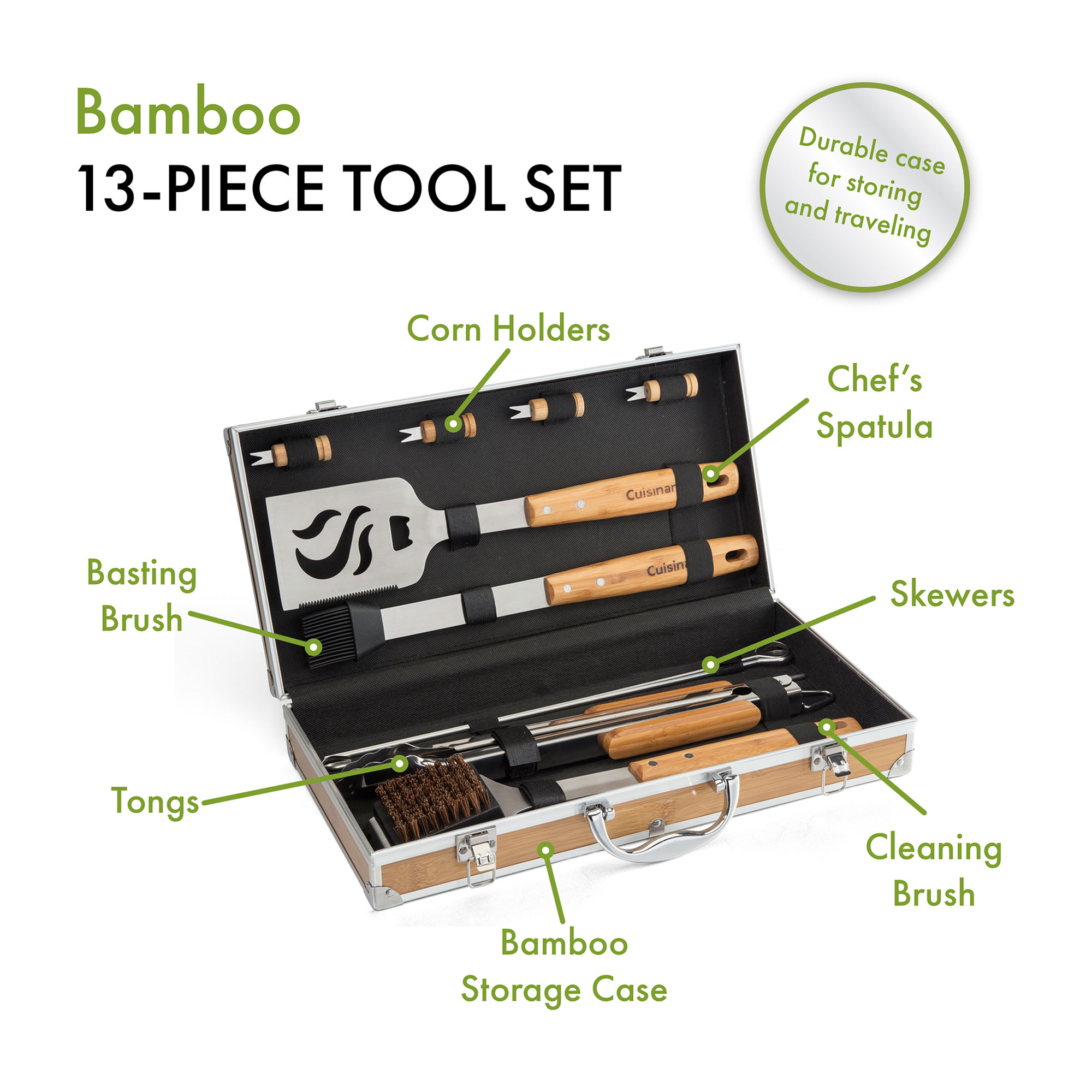 Cuisinart Outdoors® Bamboo 13 PC Grill Tool Set