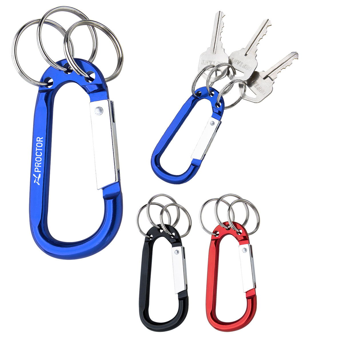 8mm Carabiner With Triple Split Ring