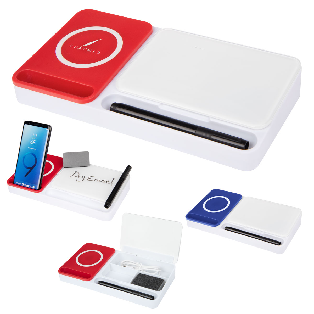 Desk Organizer With Wireless Charger & Dry Erase Board