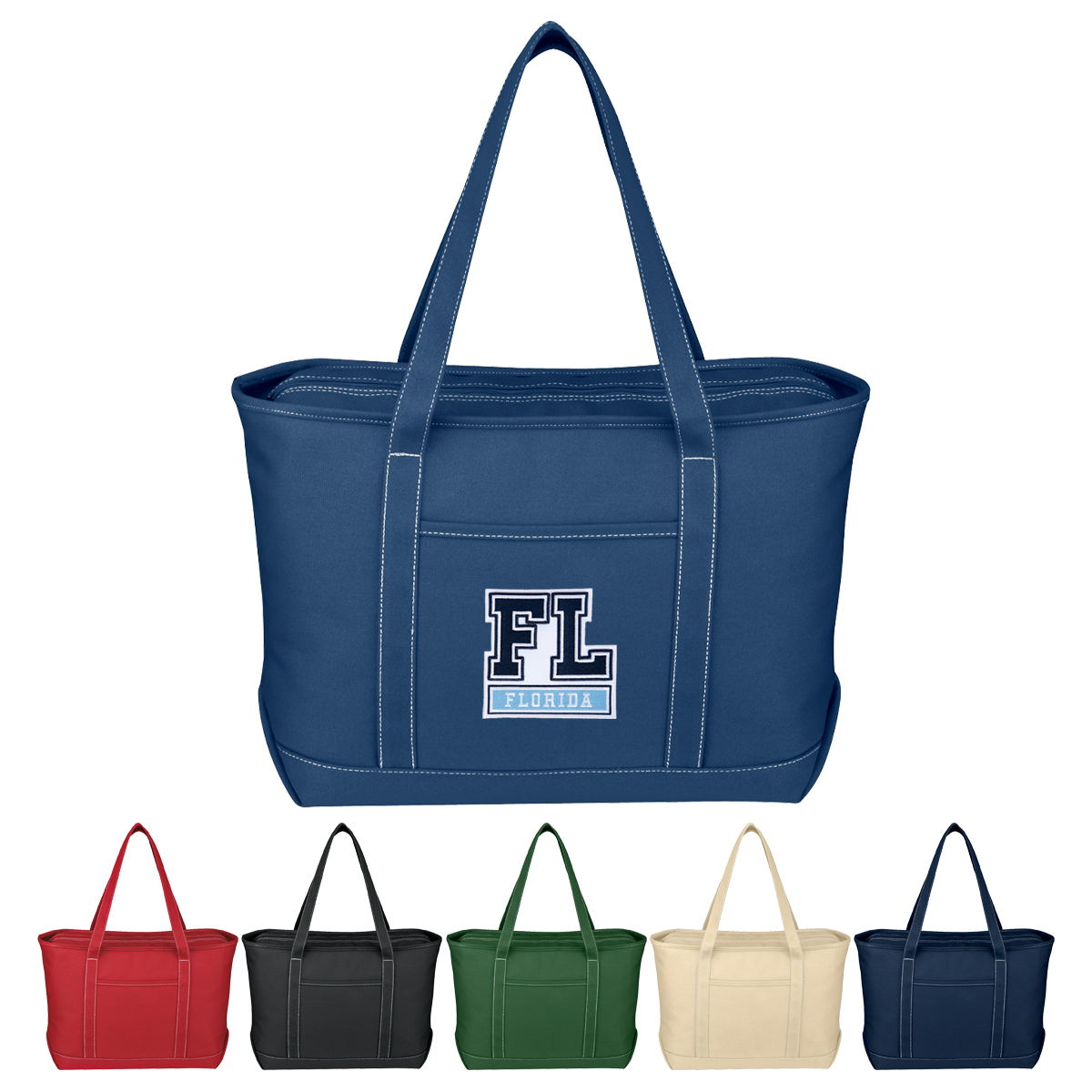 Large Cotton Canvas Yacht Tote Bag With Tackle Twill...