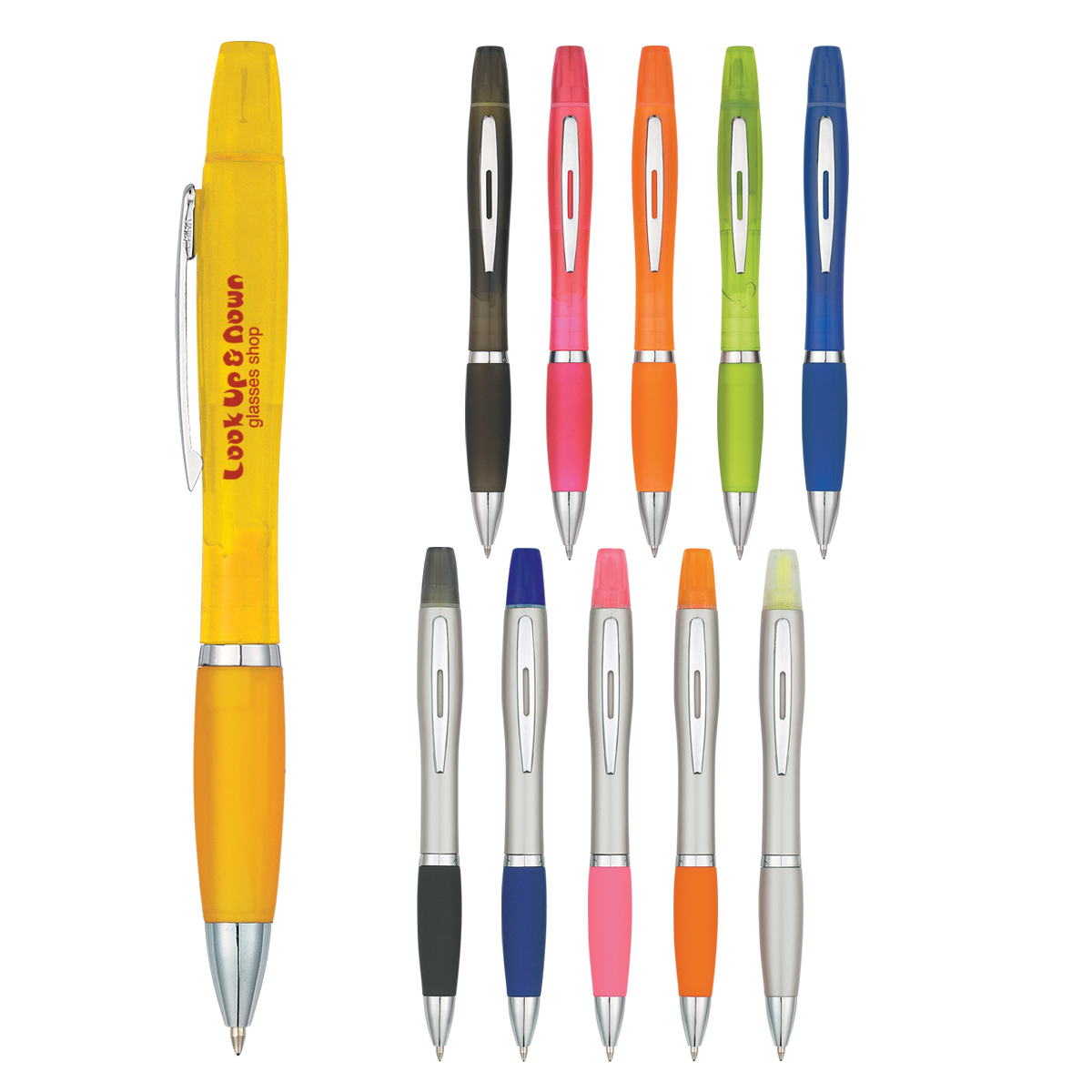 Twin-Write Pen With Highlighter