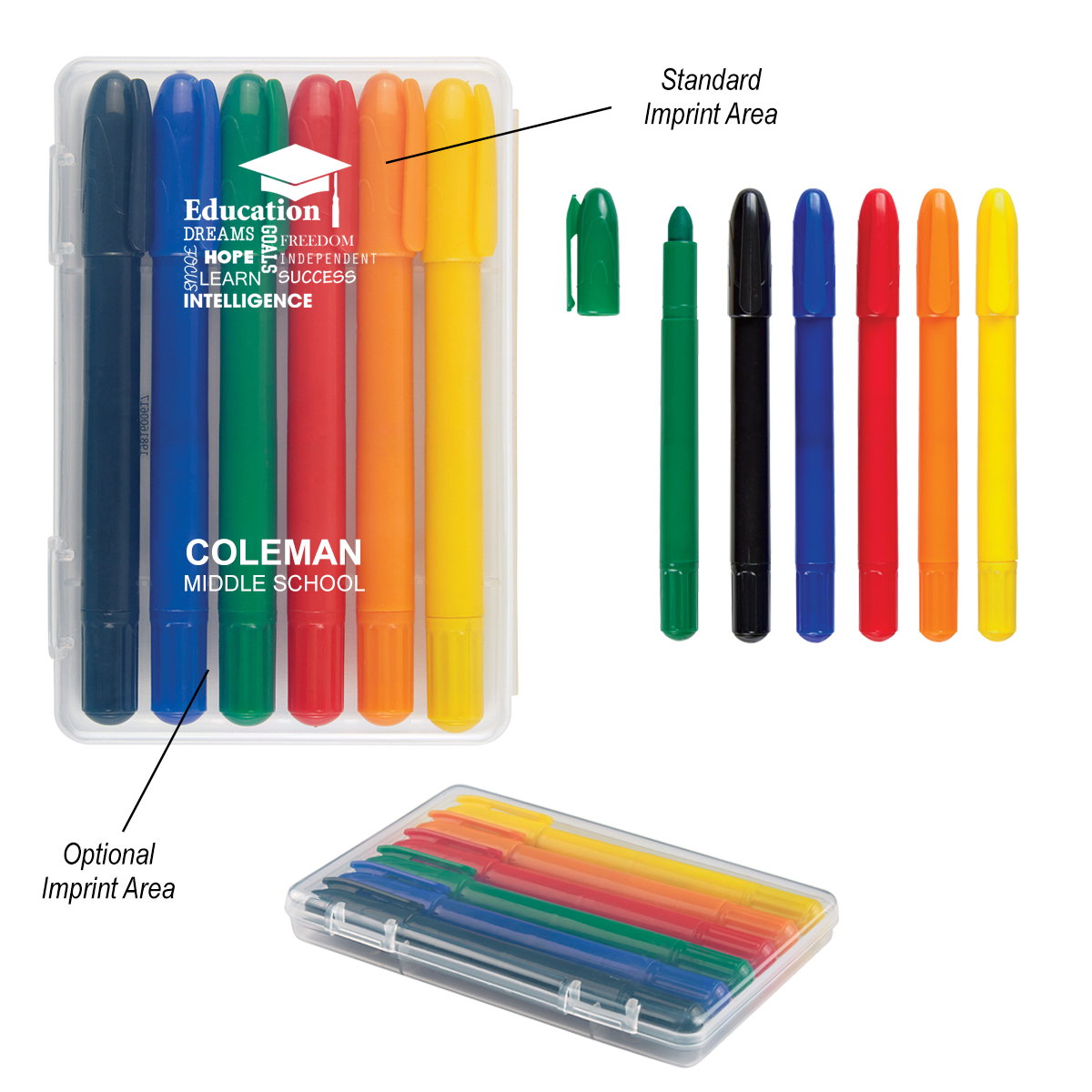 6-Piece Retractable Crayons In Case