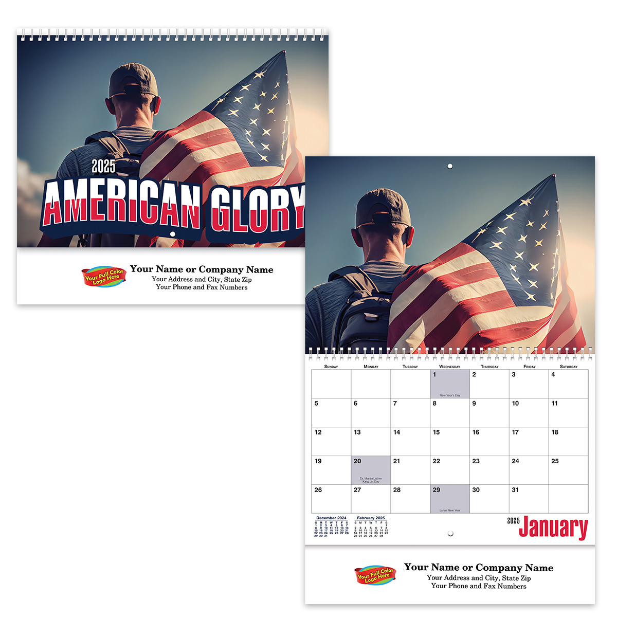 Full Color American Glory Spiral Wall Calendar