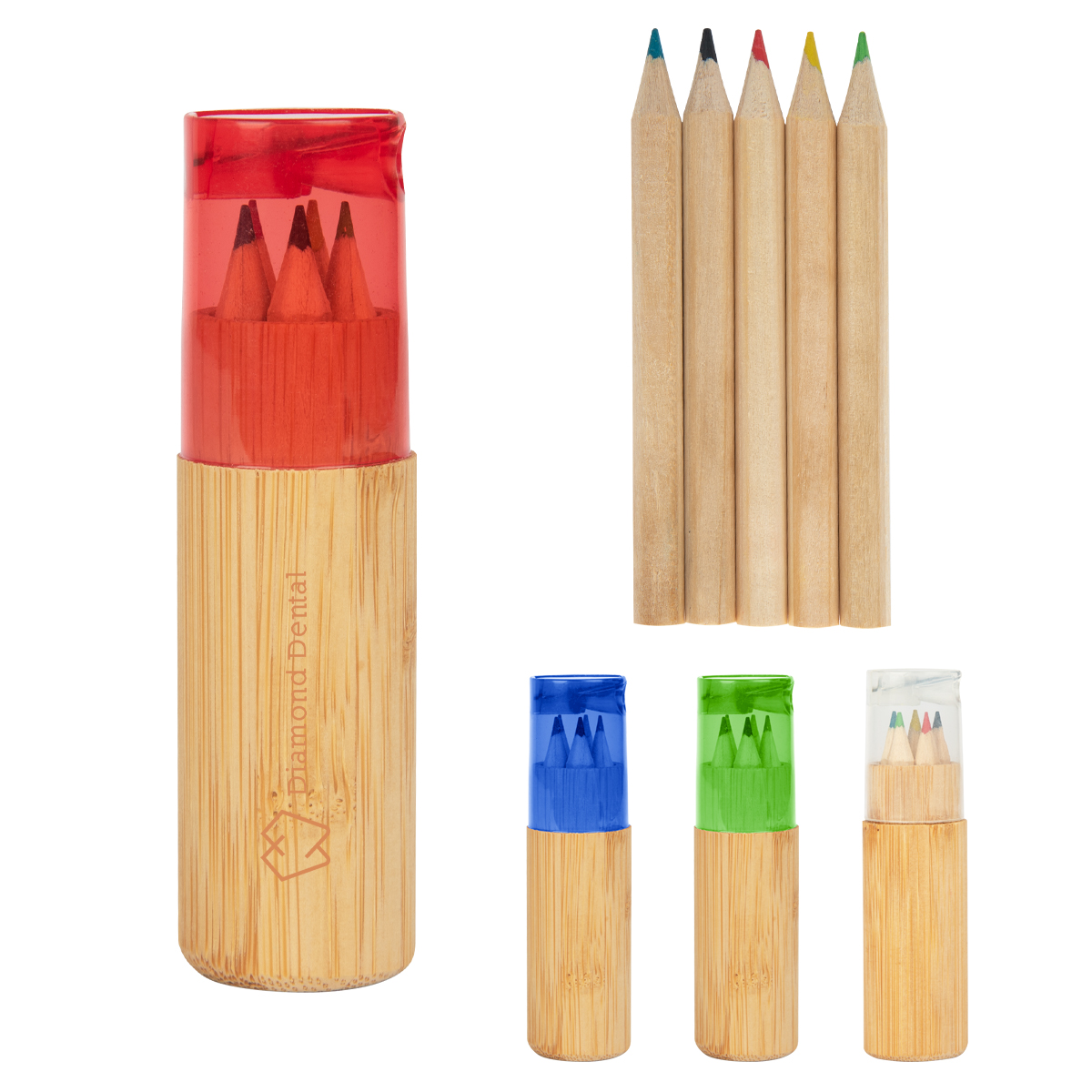 5-Piece Colored Pencil Set In Tube With Dual Sharpener