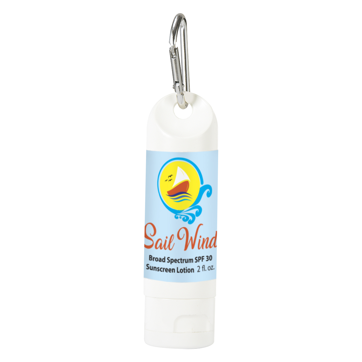 2 Oz. SPF 30 Sunscreen Lotion Carabiner Bottle