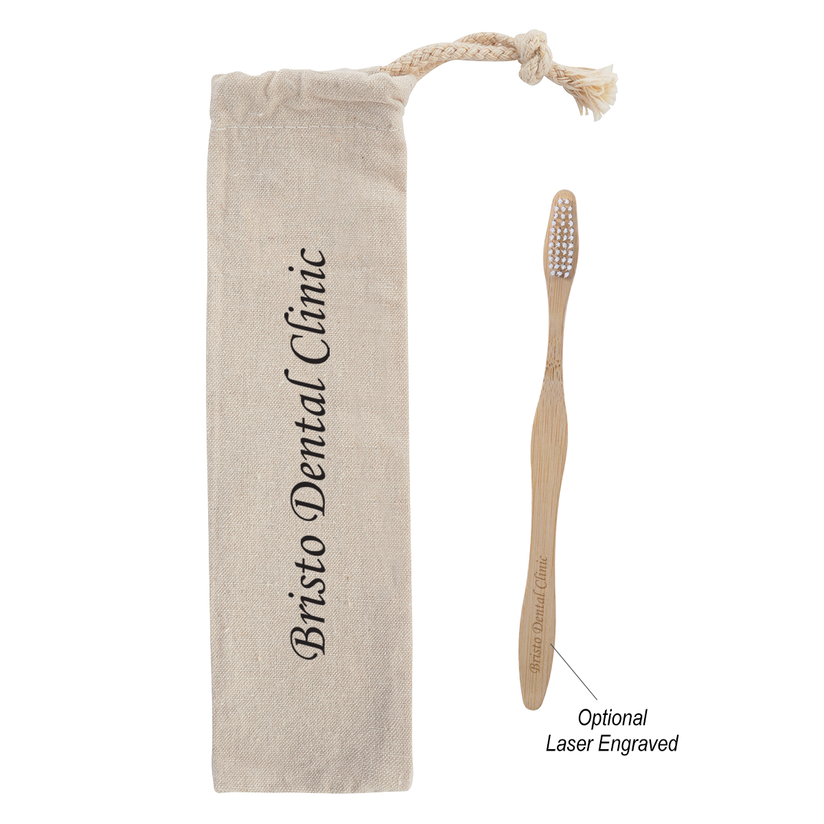 Bamboo Toothbrush In Cotton Pouch