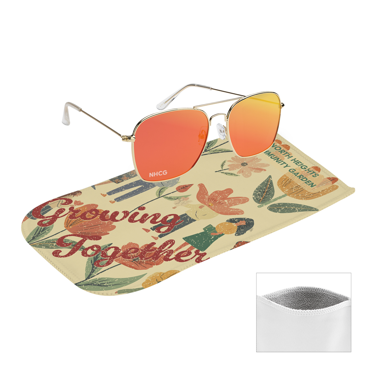 Aviator Sunglasses With rPET Microfiber Sunglass Pouch