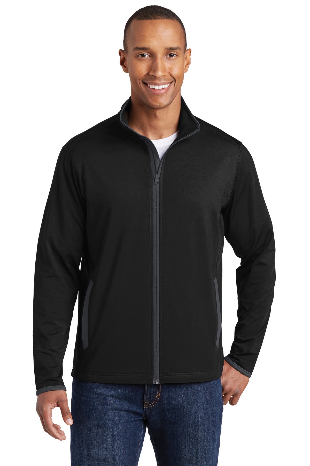 Sport-Tek Sport-Wick Stretch Contrast Full-Zip Jacket....