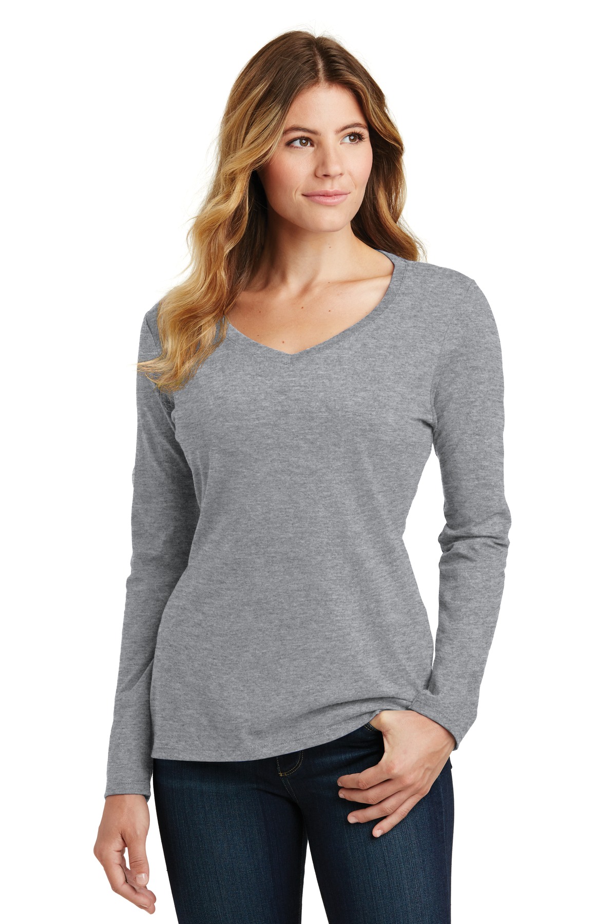 Port & Company Ladies Long Sleeve Fan Favorite V-Neck...