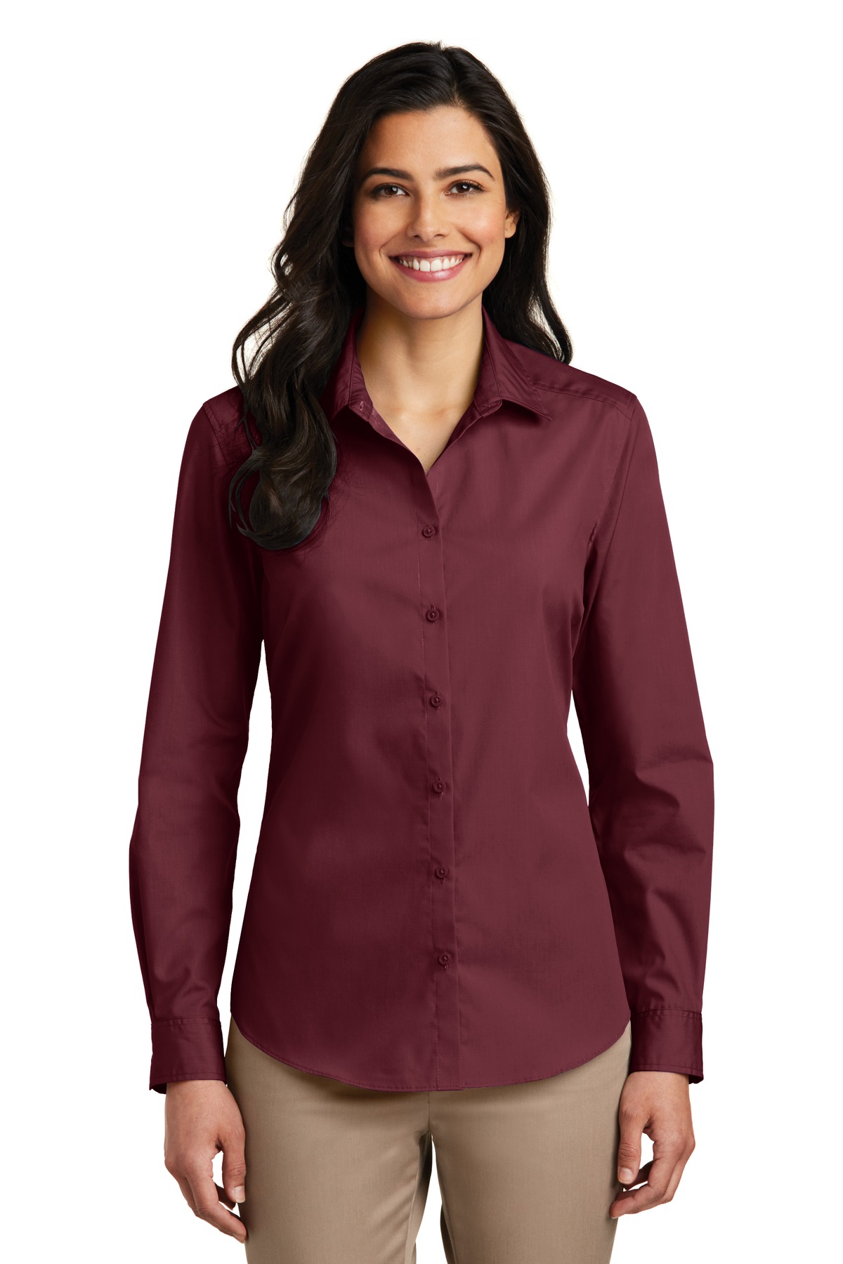 Port Authority Ladies Long Sleeve Carefree Poplin Shirt....