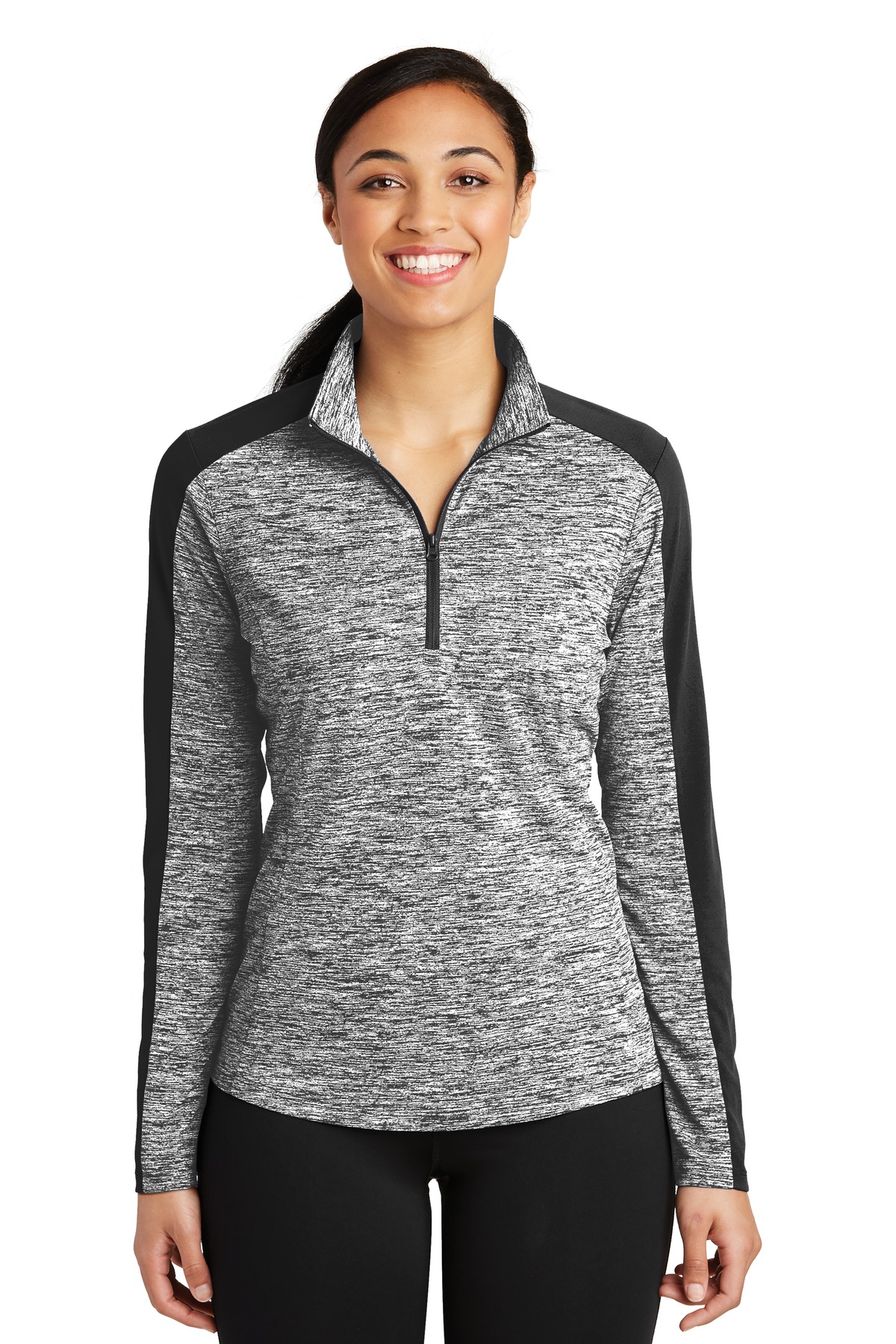 Sport-Tek Ladies PosiCharge Electric Heather Colorblock...