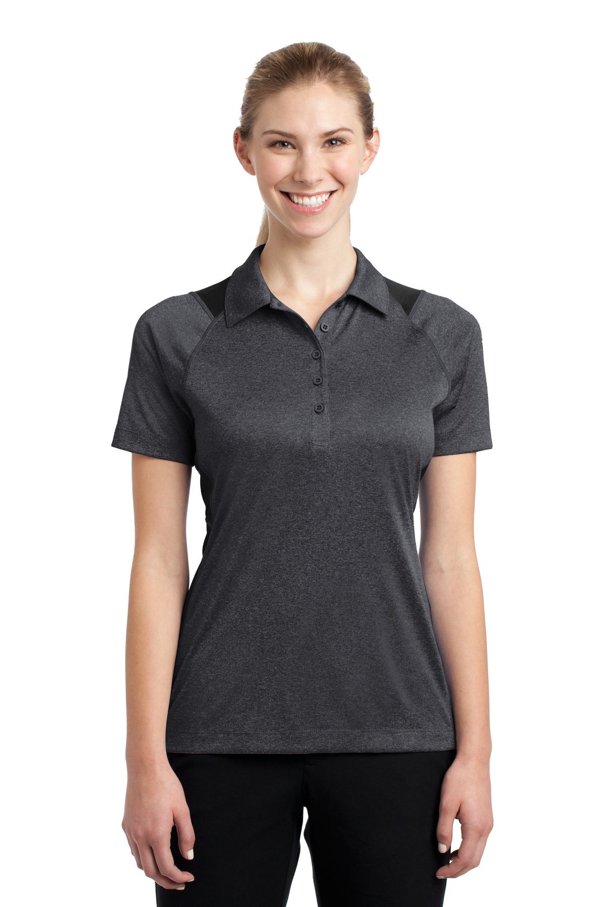 Sport-Tek Ladies Heather Colorblock Contender Polo....