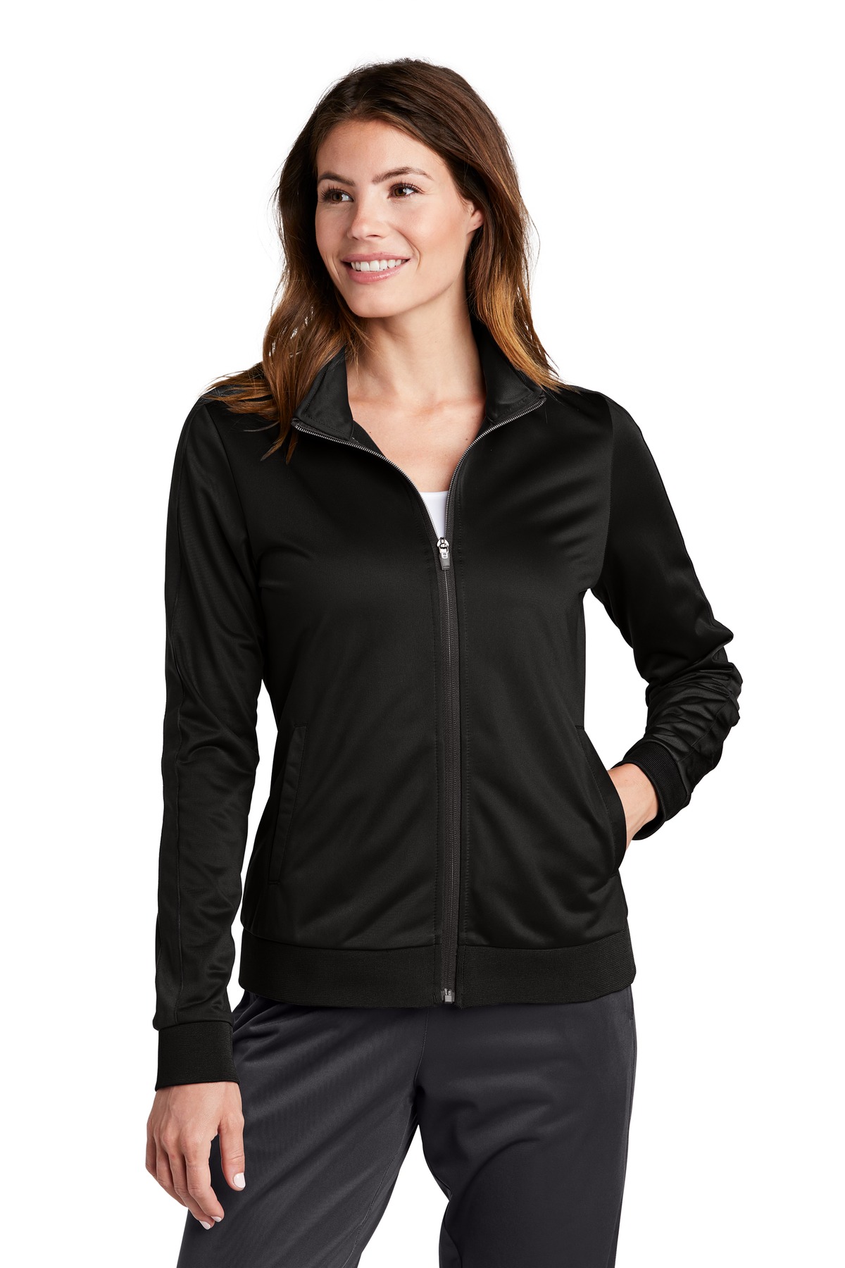 Sport-Tek Ladies Tricot Sleeve Stripe Track Jacket....