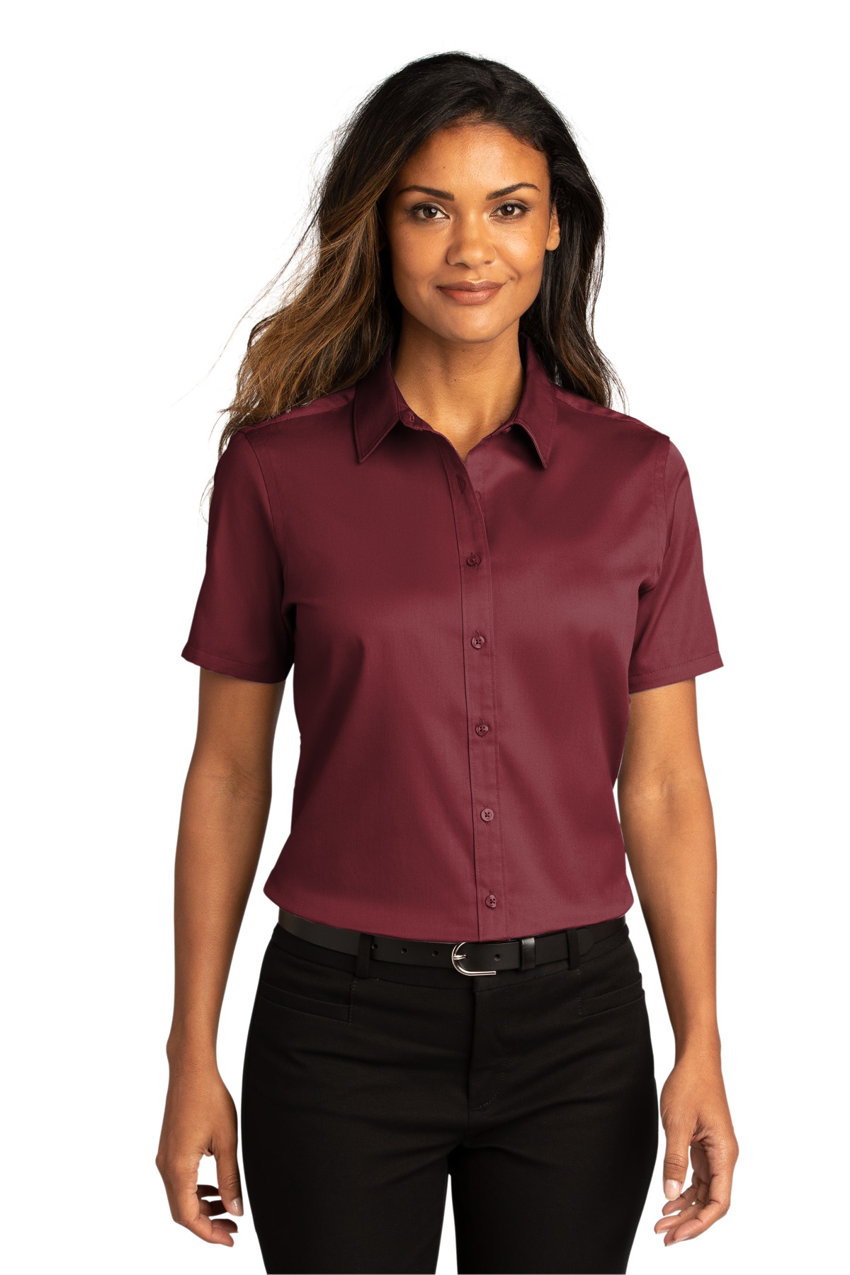 Port Authority Ladies Short Sleeve SuperPro React Twill...