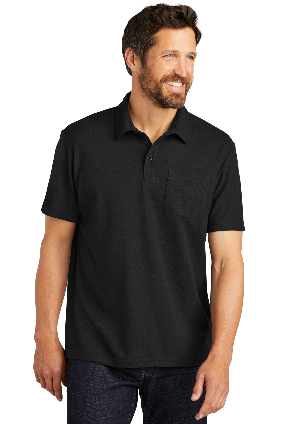 Port Authority C-FREE Cotton Blend Pique Pocket Polo...