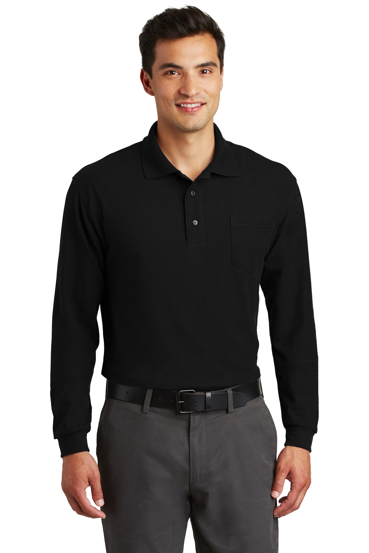 Port Authority Long Sleeve Silk Touch Polo with Pocket....