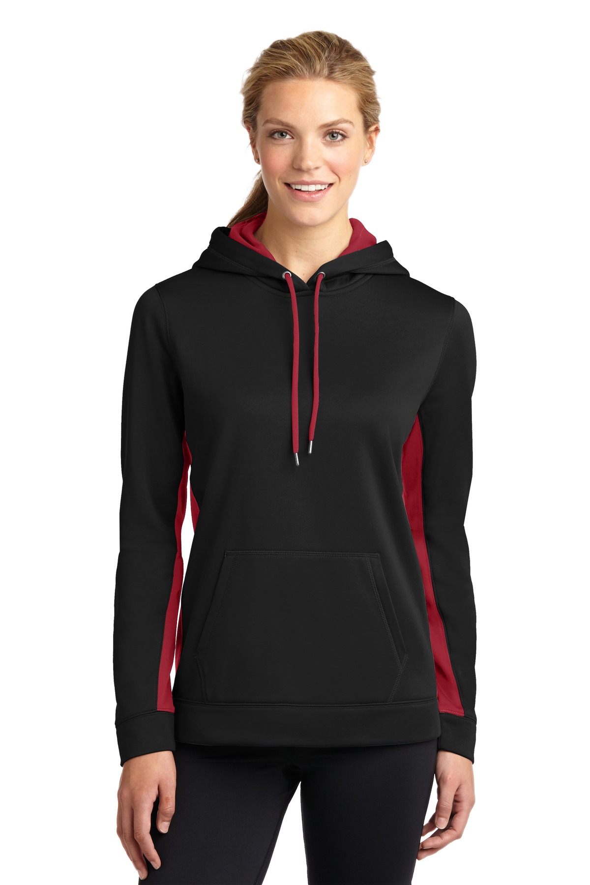 Sport-Tek Ladies Sport-Wick Fleece Colorblock Hooded...