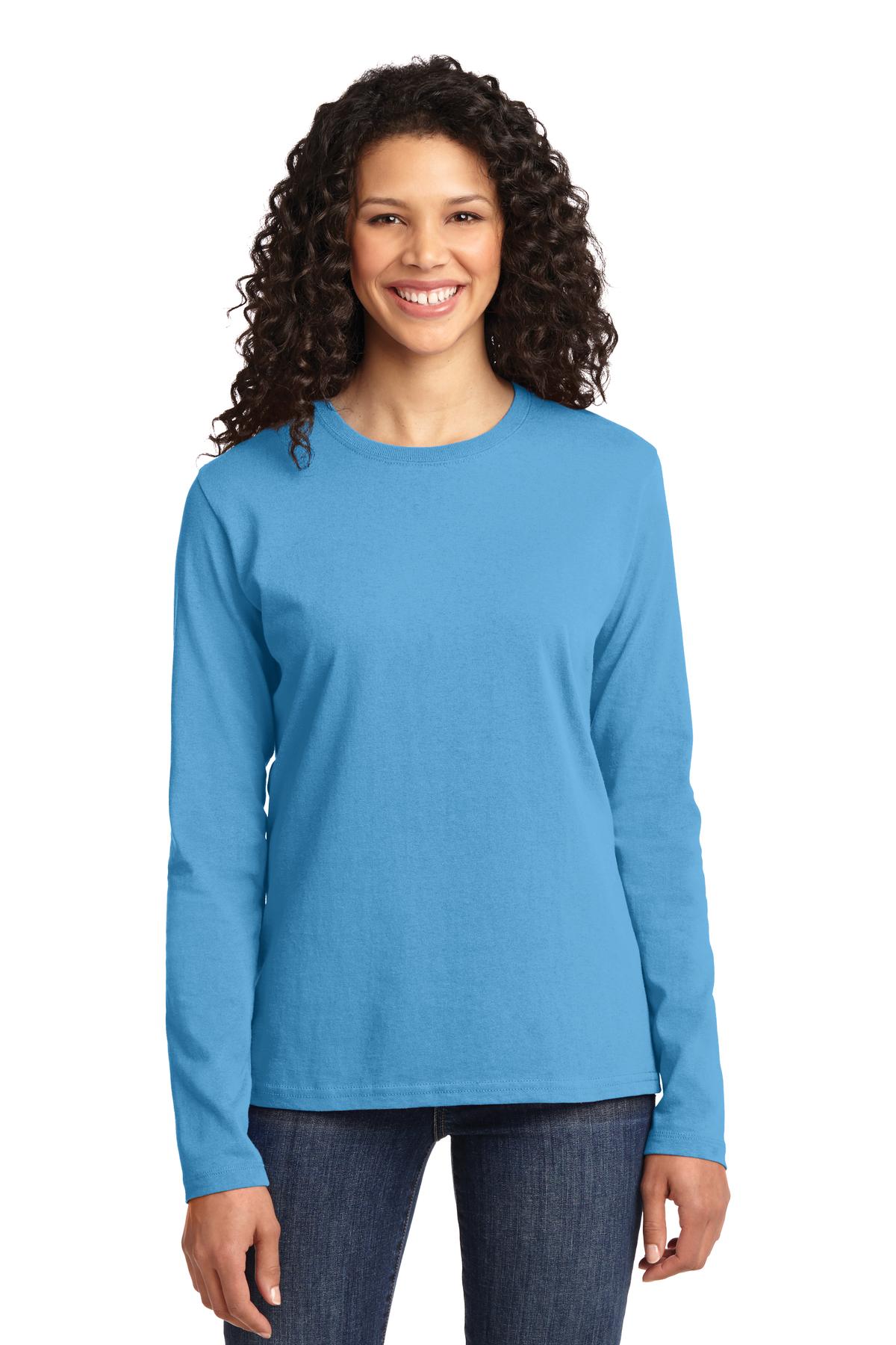 Port & Company Ladies Long Sleeve Core Cotton Tee....