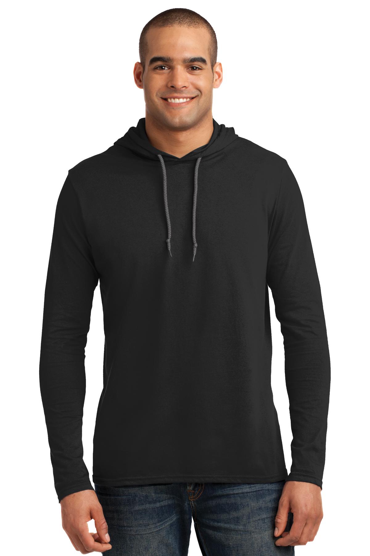 Gildan 100% Ring Spun Cotton Long Sleeve Hooded T-Shirt....