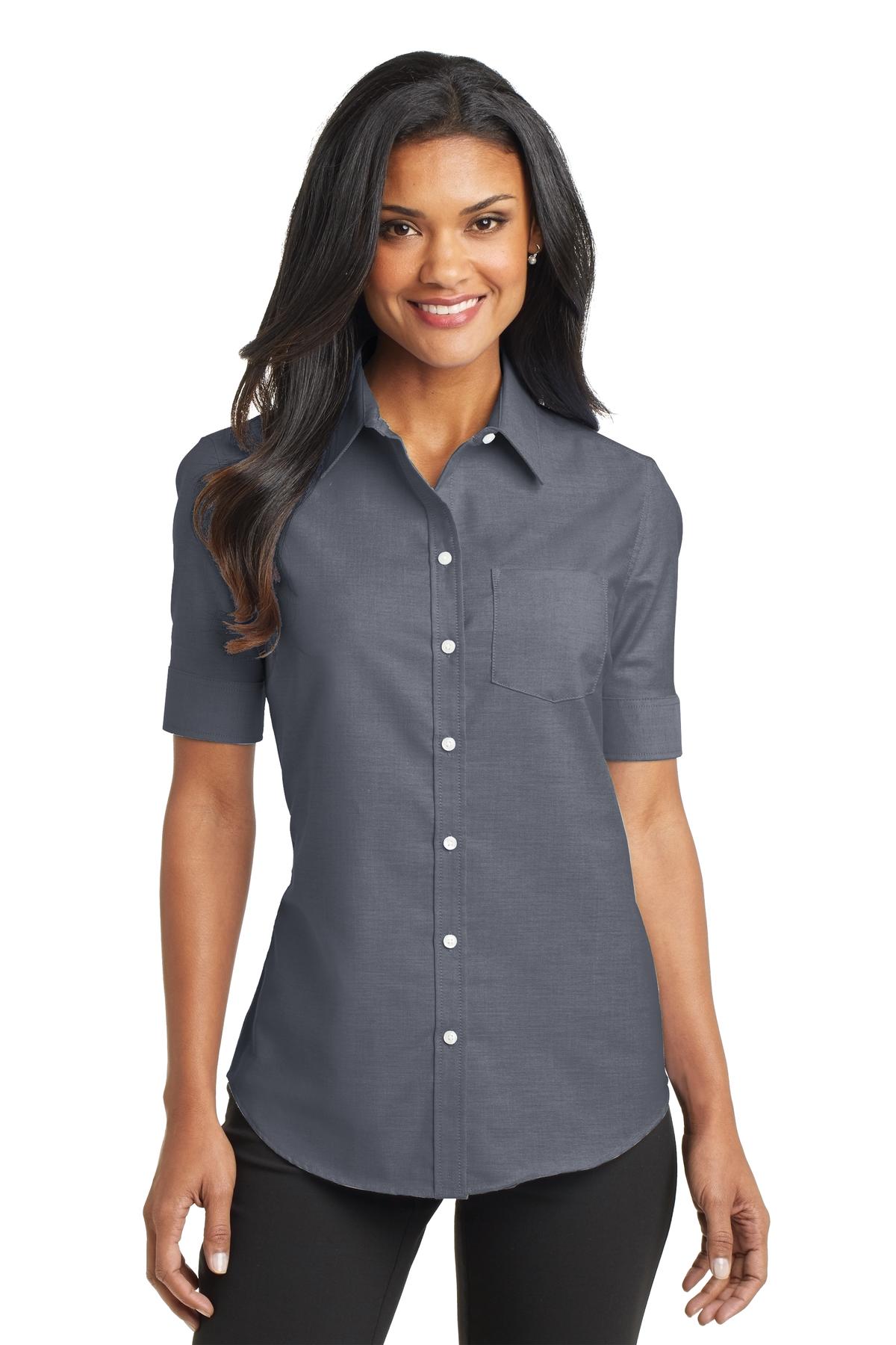 Port Authority Ladies Short Sleeve SuperPro Oxford...