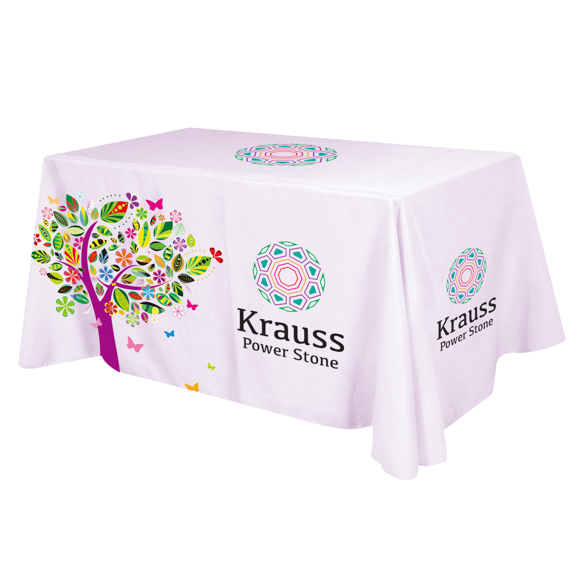 Flat All Over Dye Sub Table Cover - 3-sided, fits 6'...