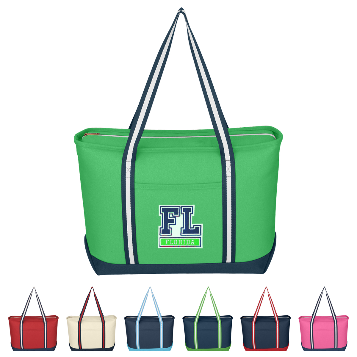 Large Cotton Canvas Admiral Tote Bag With Tackle Twill...