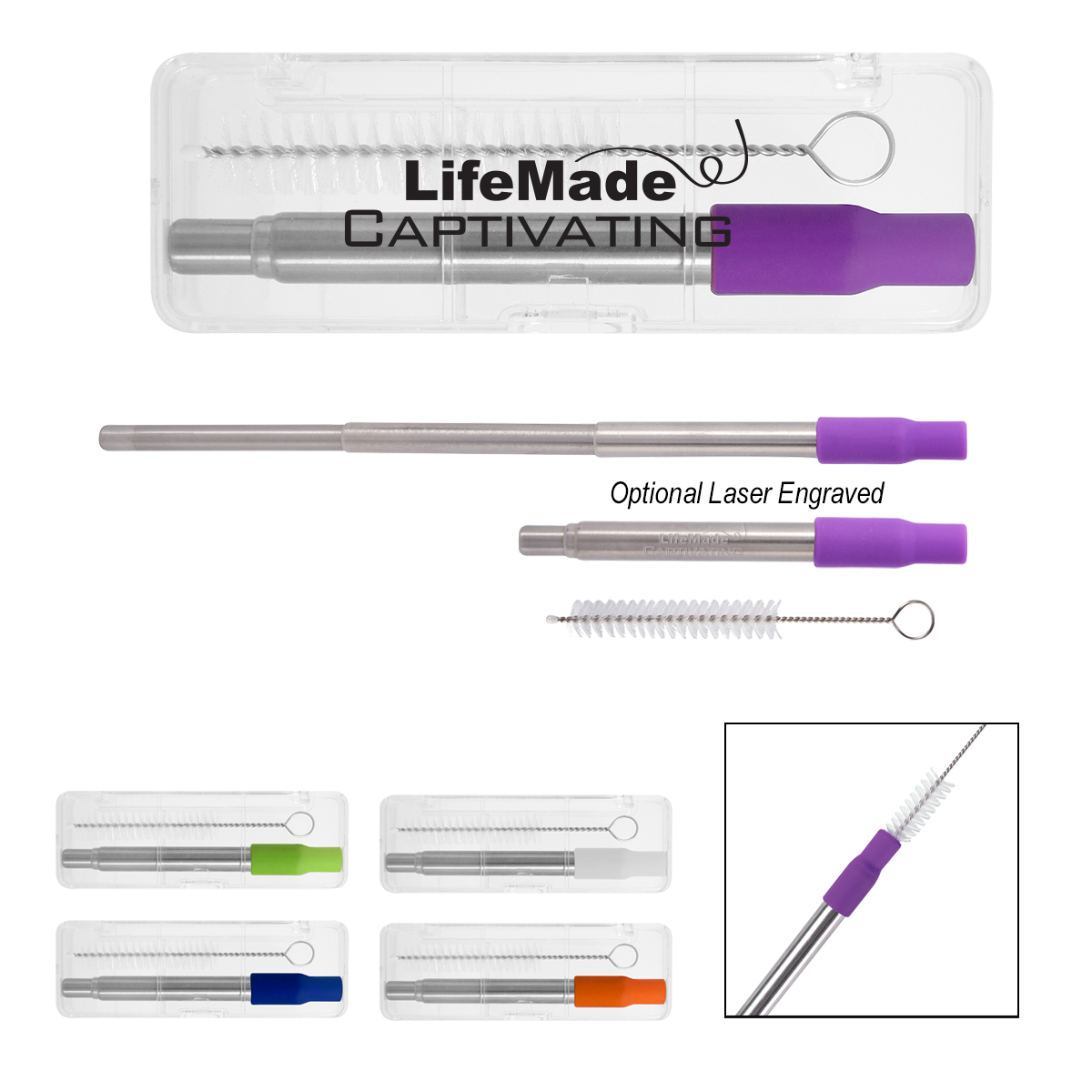 Hurley Collapsible Stainless Steel Straw In Travel...