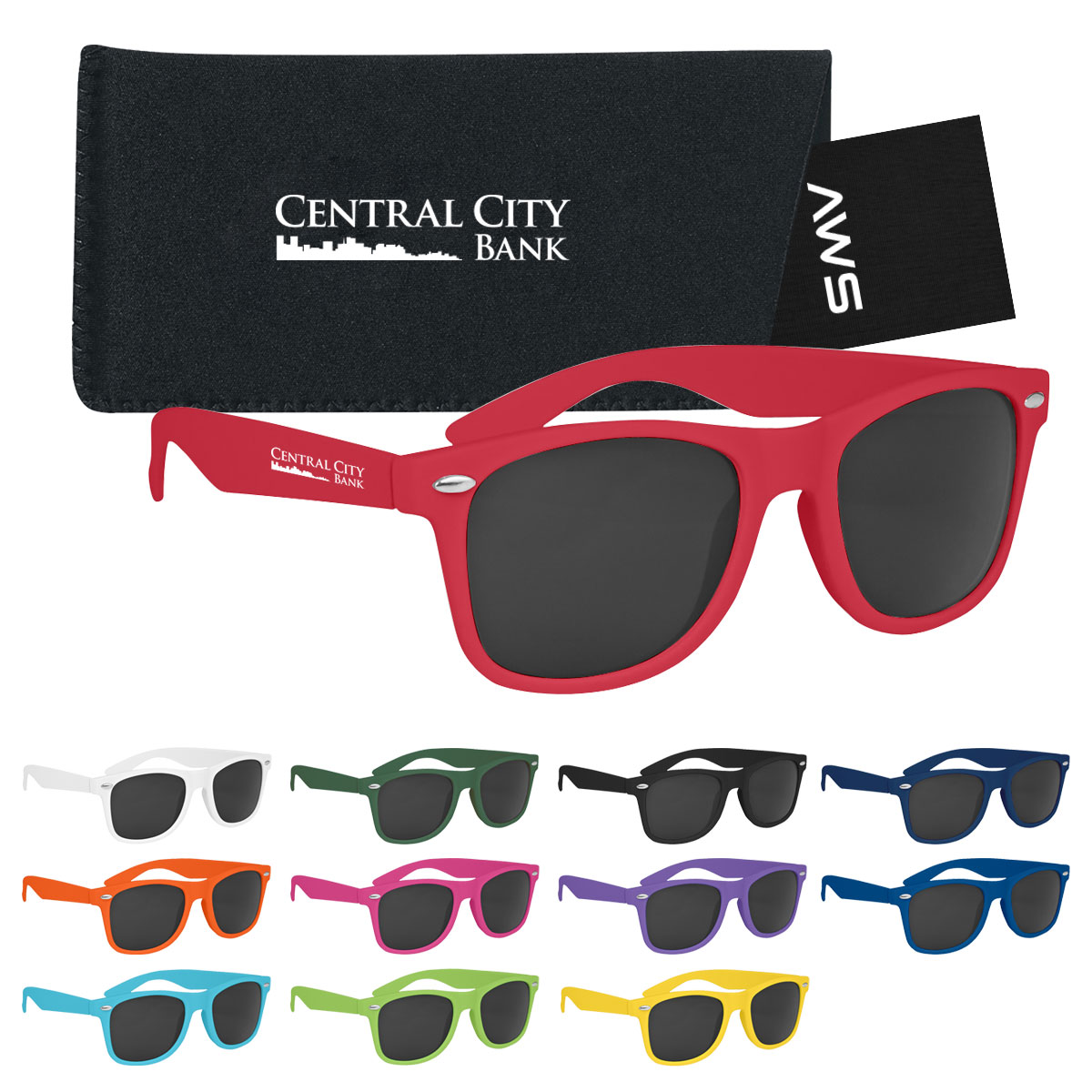 Aws Velvet Touch Malibu Sunglasses With Pouch & Hang...