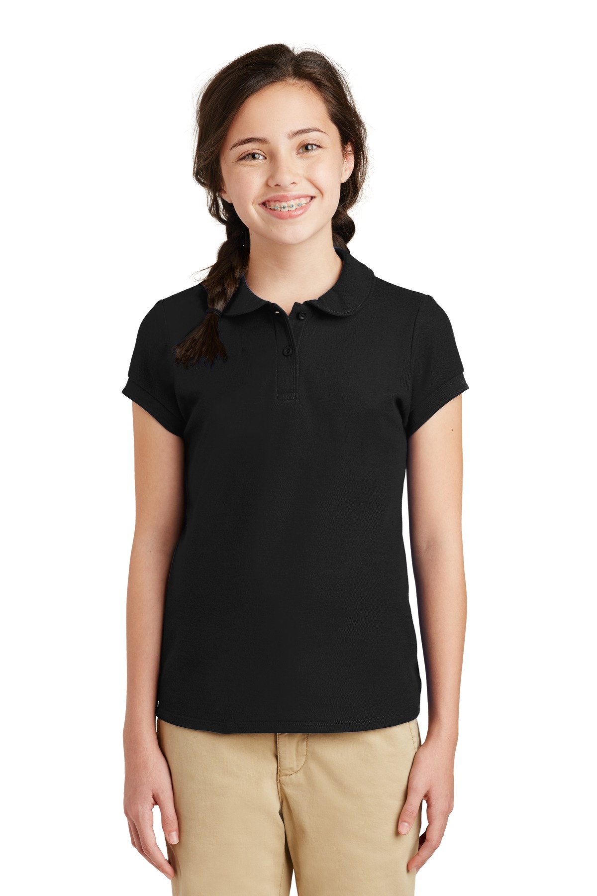 Port Authority Girls Silk Touch Peter Pan Collar Polo....