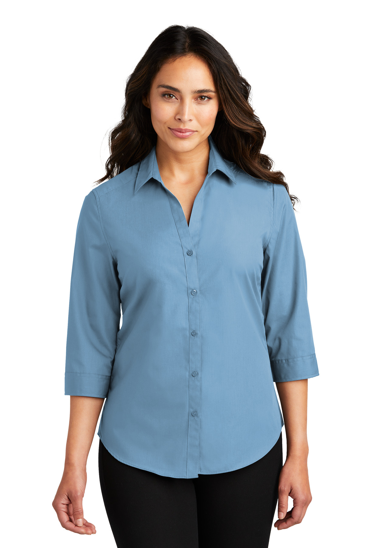 Port Authority Ladies 3/4-Sleeve Carefree Poplin Shirt....