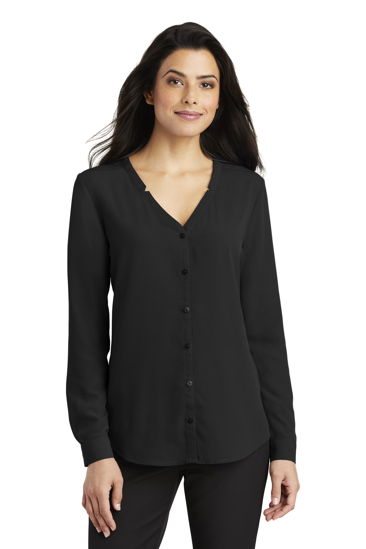 Port Authority Ladies Long Sleeve Button-Front Blouse....