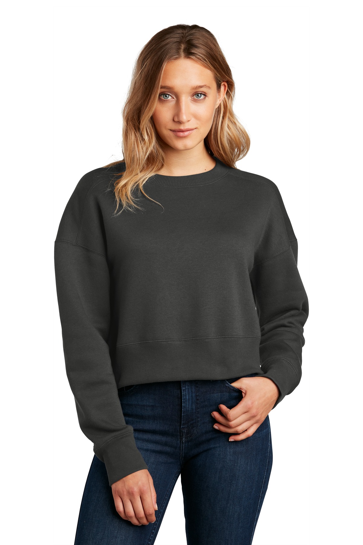 District Women's Perfect Weight Fleece Cropped Crew...