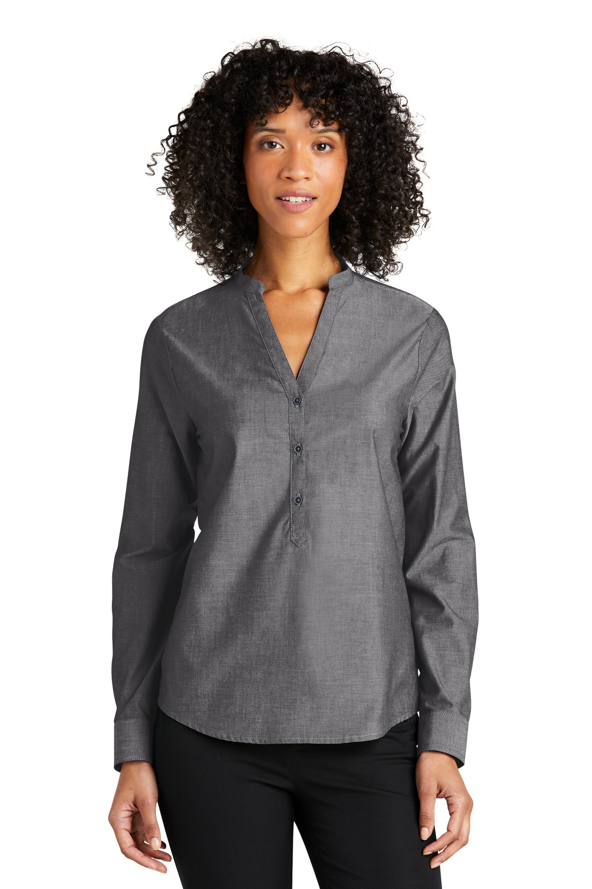 Port Authority Ladies Long Sleeve Chambray Easy Care...
