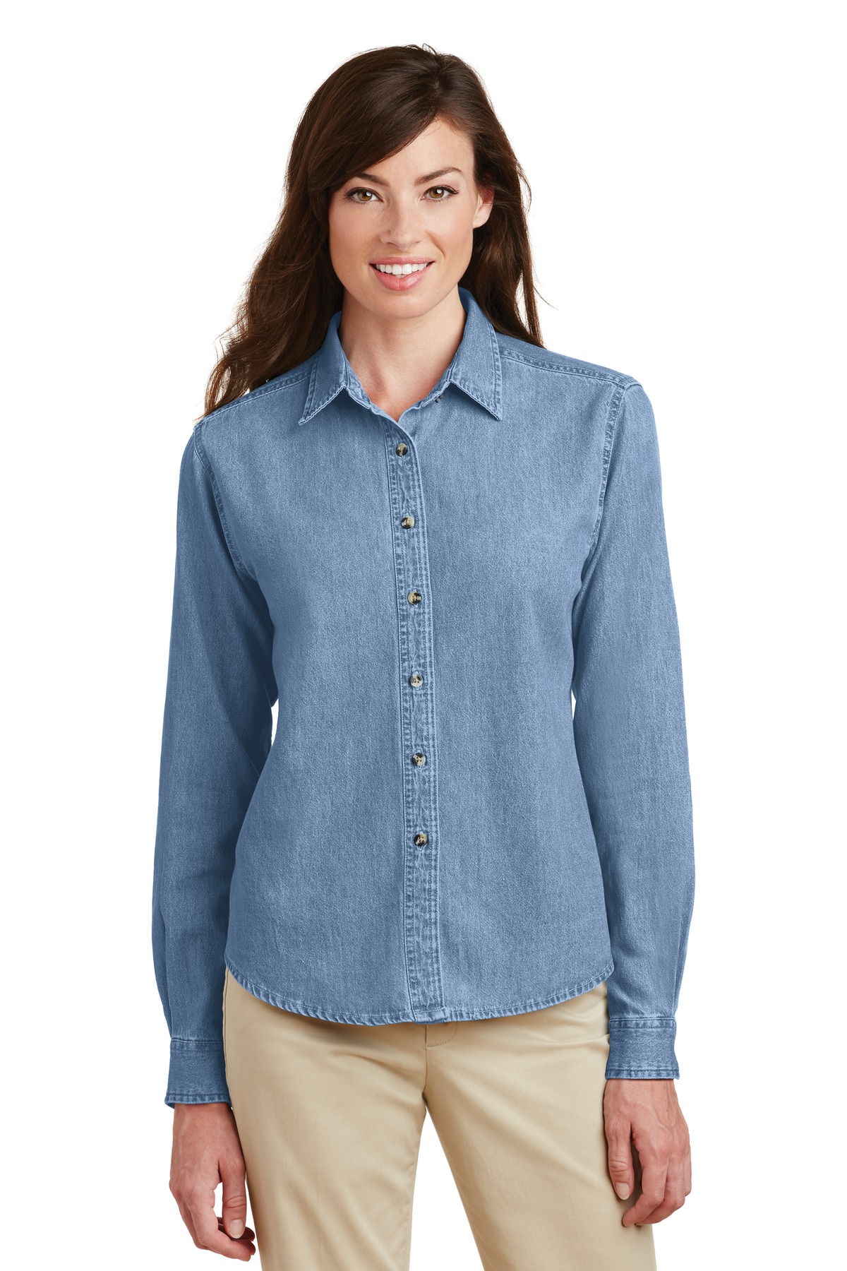 Port & Company - Ladies Long Sleeve Value Denim Shirt....