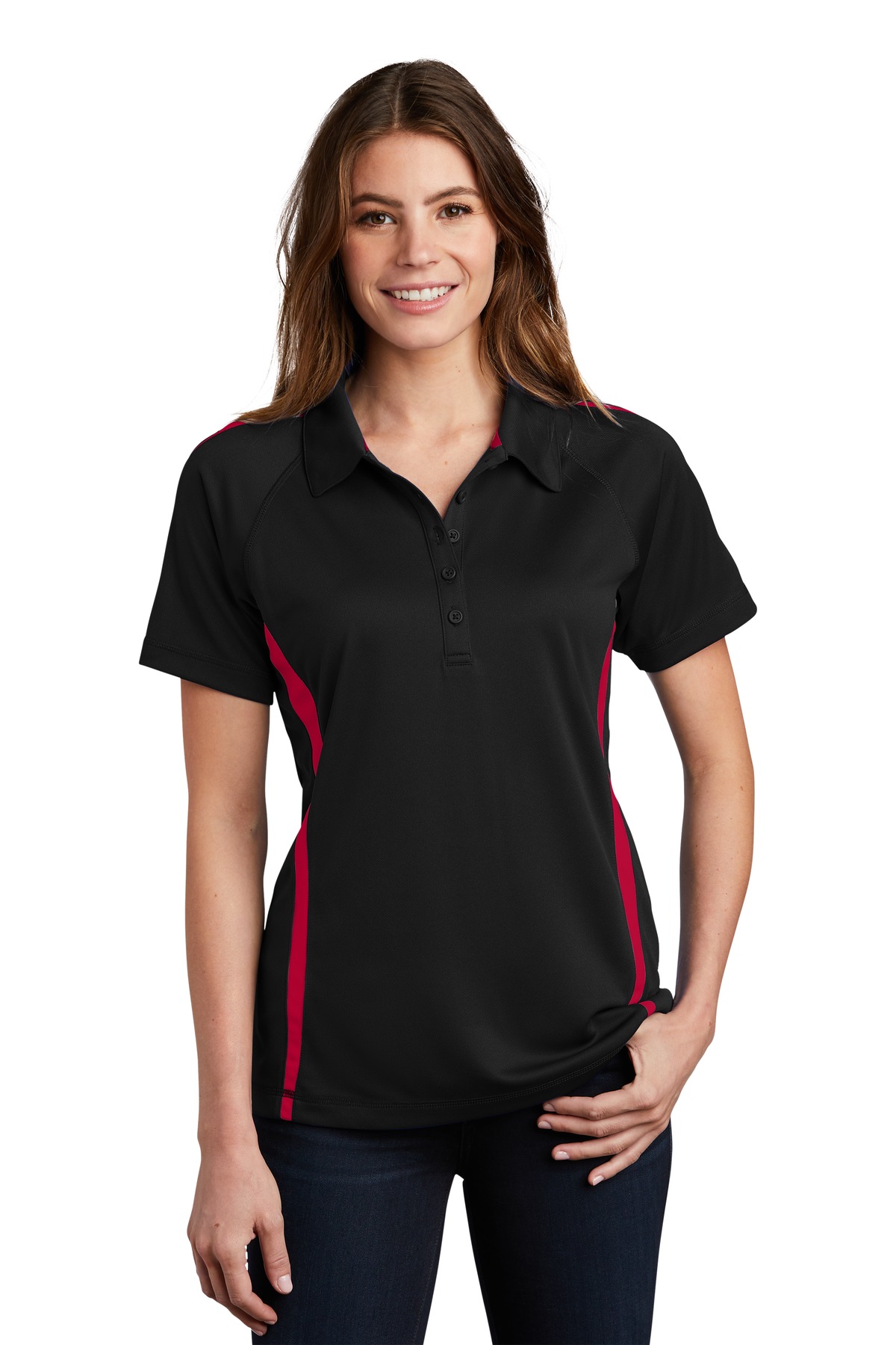 Sport-Tek Ladies PosiCharge Micro-Mesh Colorblock Polo....